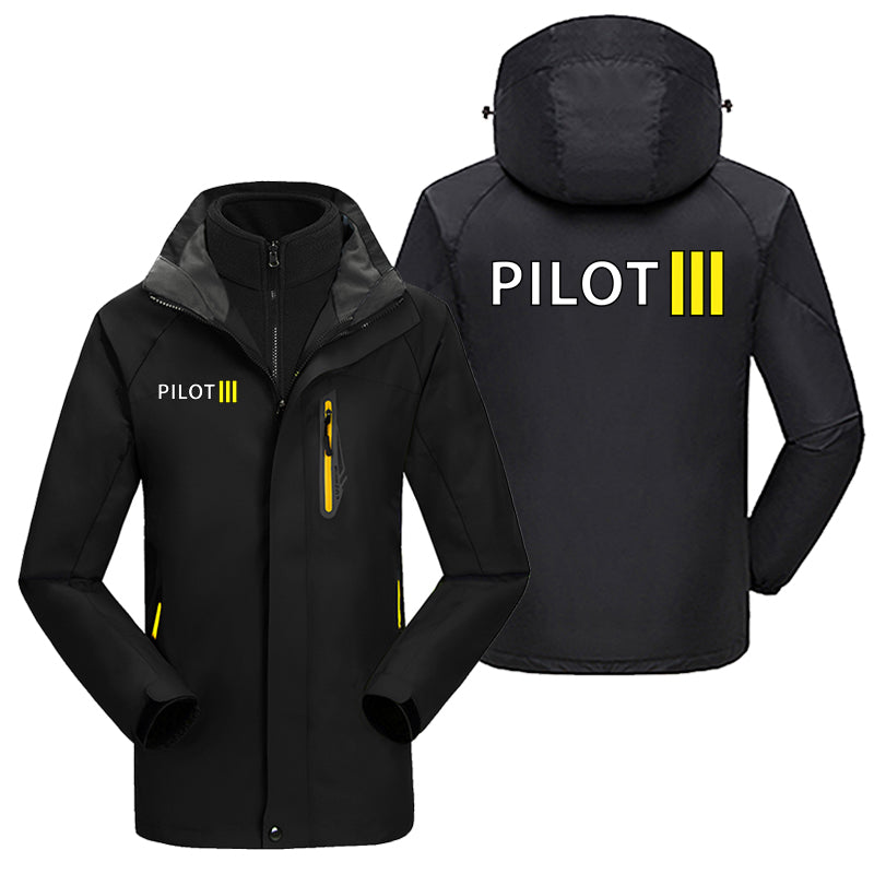 Pilot & Stripes (3 Lines) Designed Thick Skiing Jackets