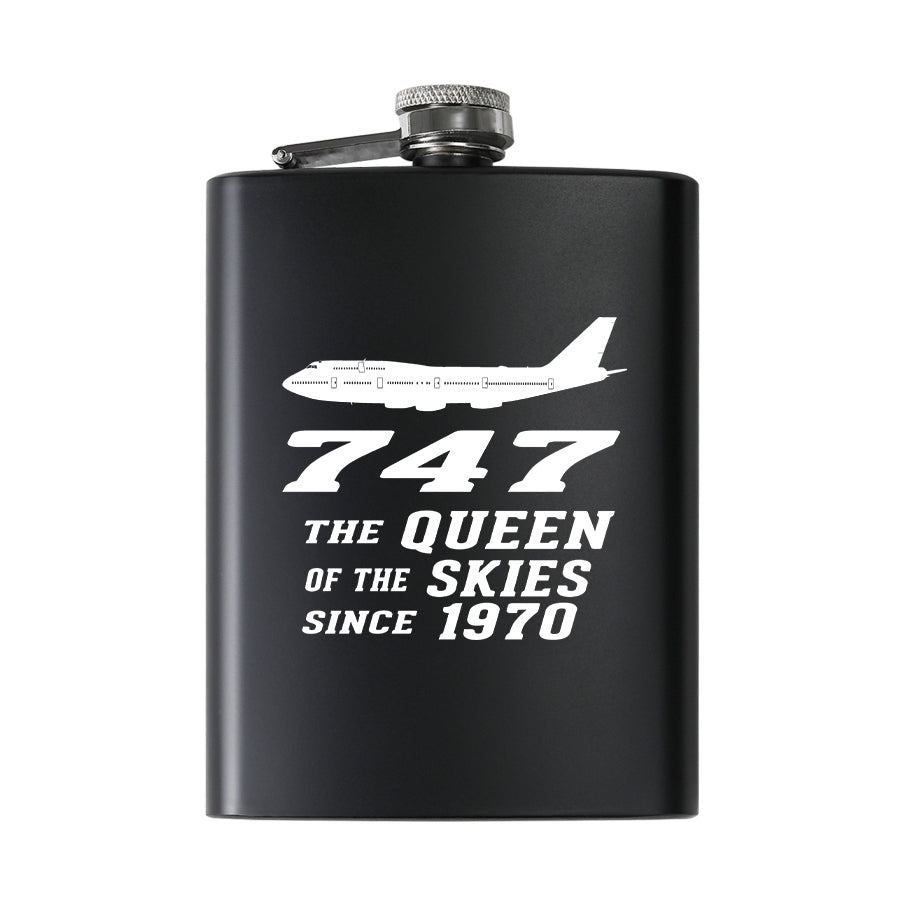 Boeing 747 - Queen of the Skies (2) Designed Stainless Steel Hip Flasks
