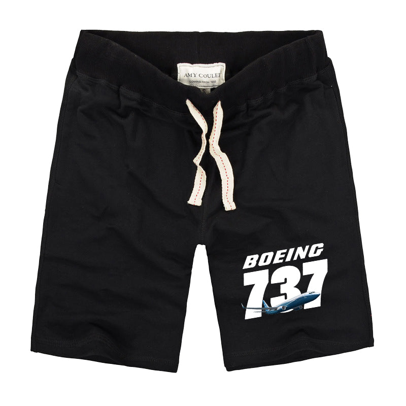 Super Boeing 737+Text Designed Cotton Shorts