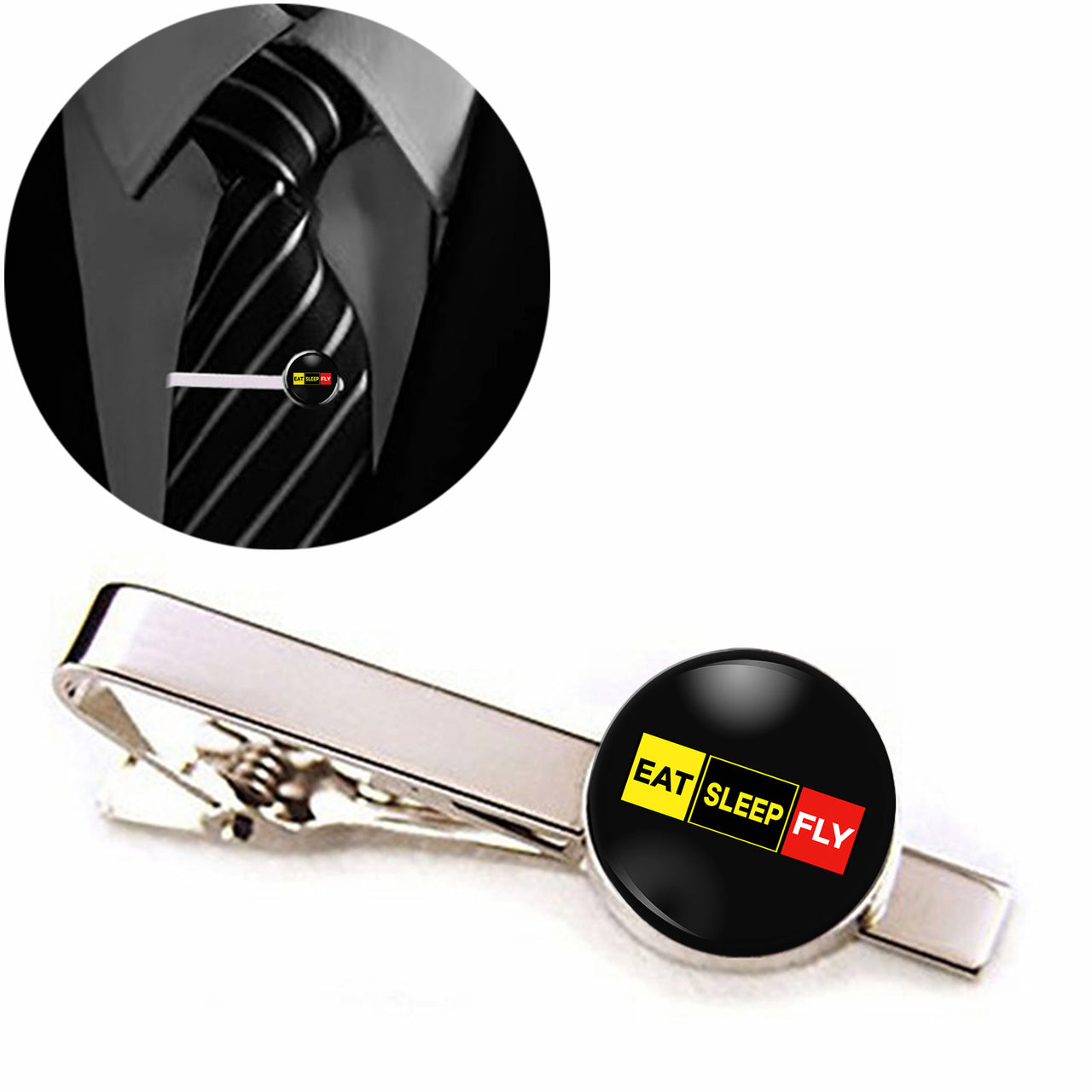 Eat Sleep Fly (Colourful) Designed Tie Clips