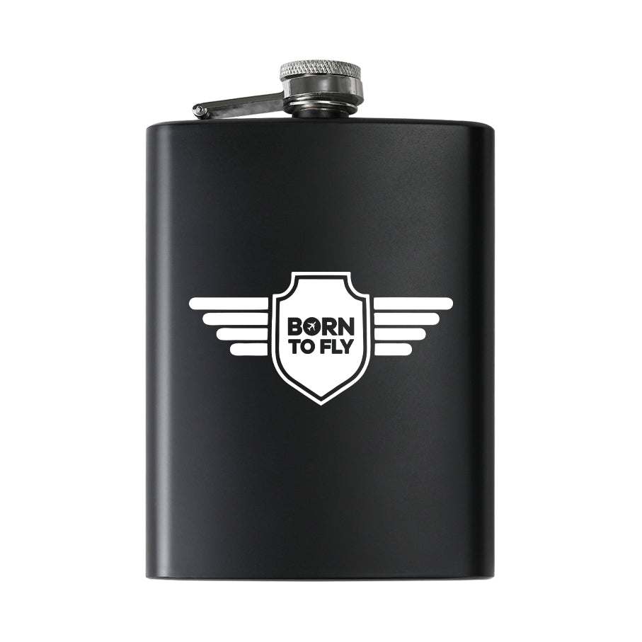 Born To Fly & Badge Designed Stainless Steel Hip Flasks