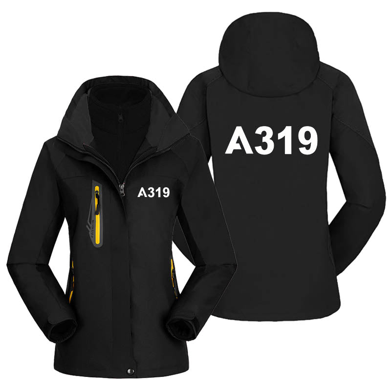 A319 Flat Text Designed Thick "WOMEN" Skiing Jackets