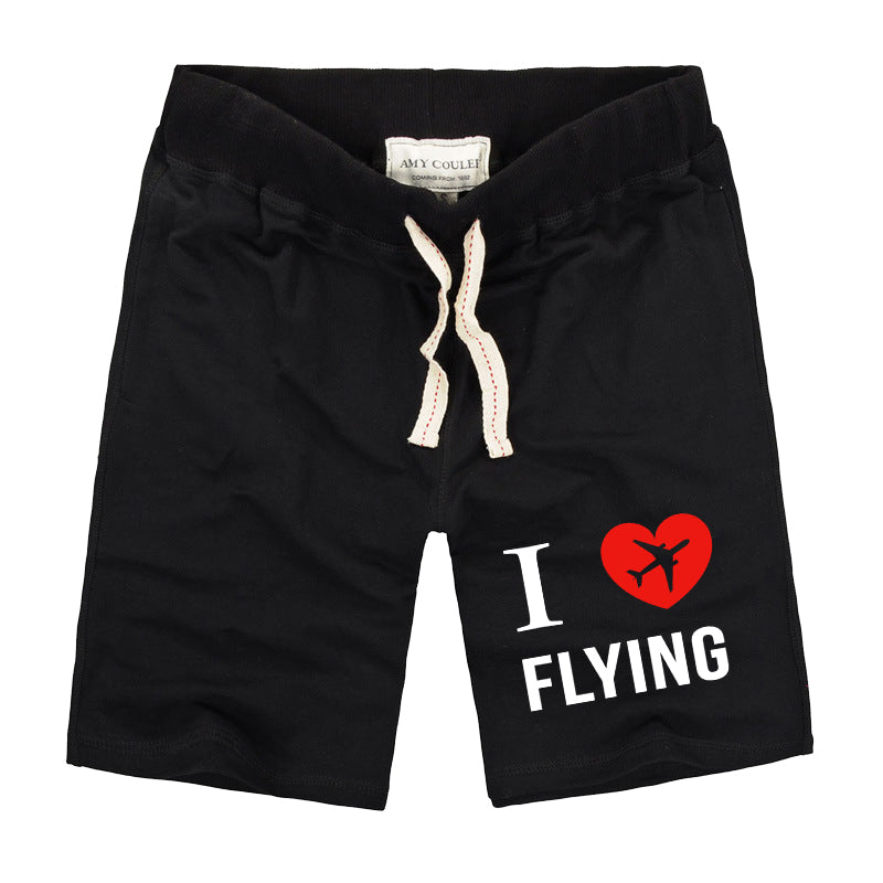 I Love Flying Designed Cotton Shorts