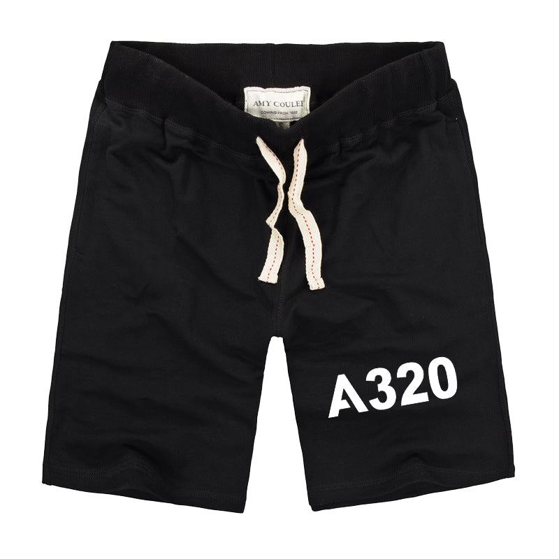 A320 Flat Text Designed Cotton Shorts