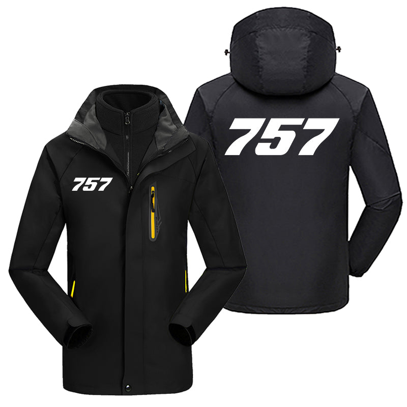 757 Flat Text Designed Thick Skiing Jackets
