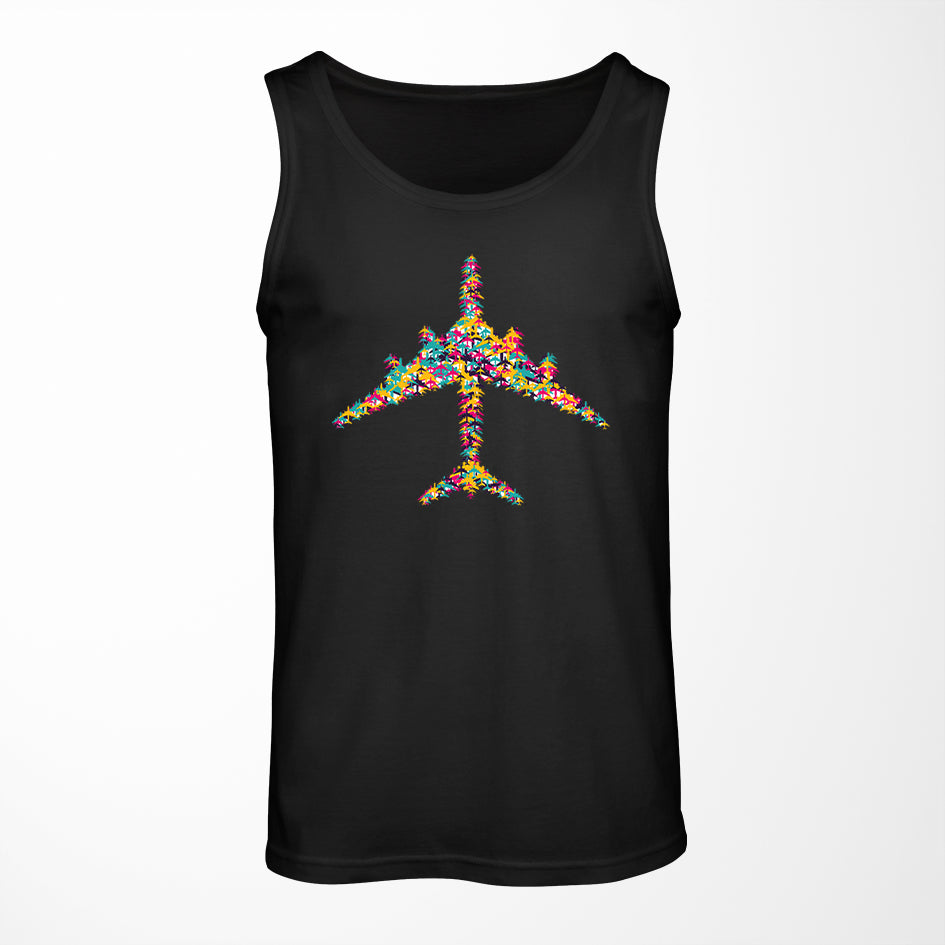 Colourful Airplane Designed Tank Tops