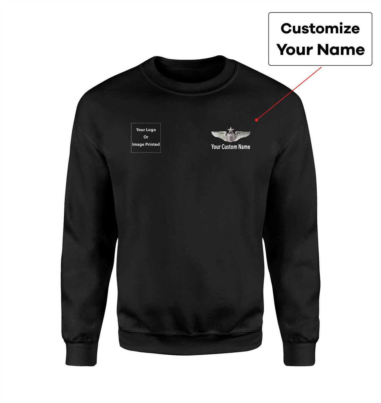 Side Your Custom Logos & Name (US Air Force & Star) Designed Sweatshirts