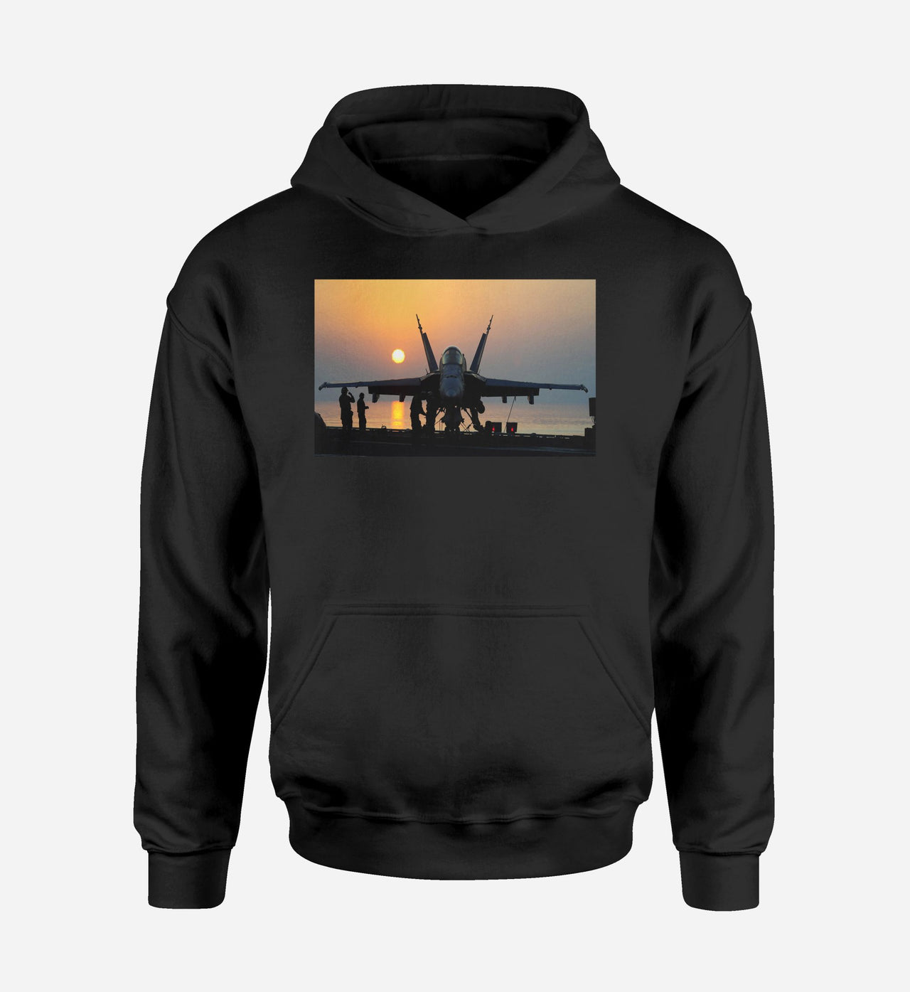 Military Jet During Sunset Designed Hoodies