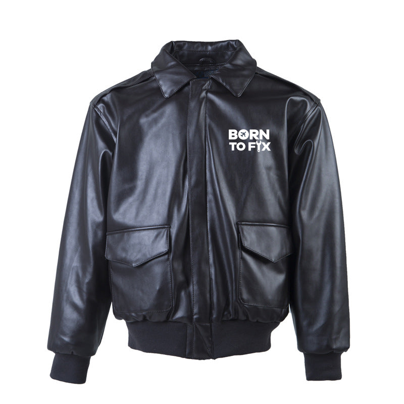 Born To Fix Airplanes Designed Leather Bomber Jackets (NO Fur)