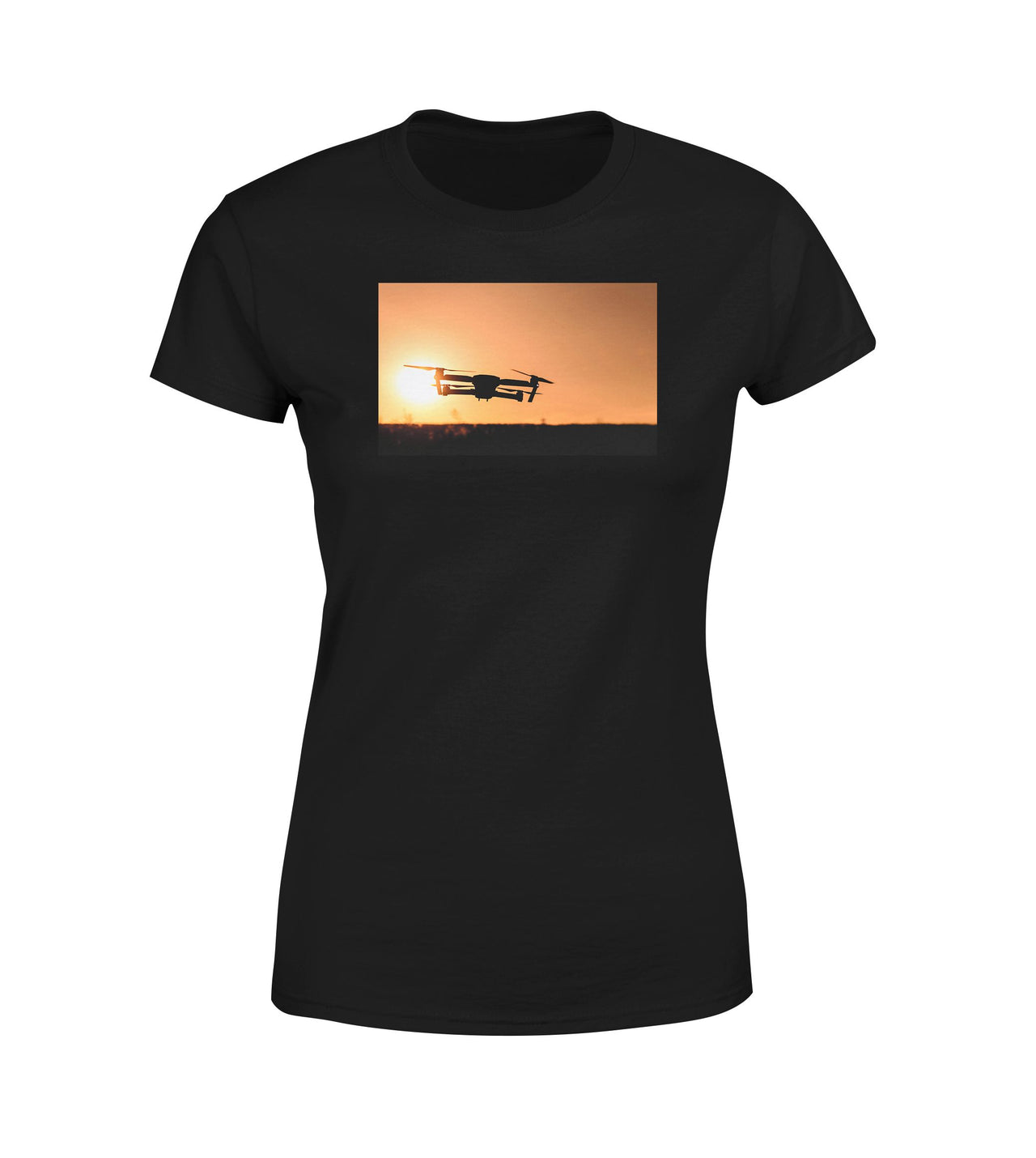 Amazing Drone in Sunset Designed Women T-Shirts