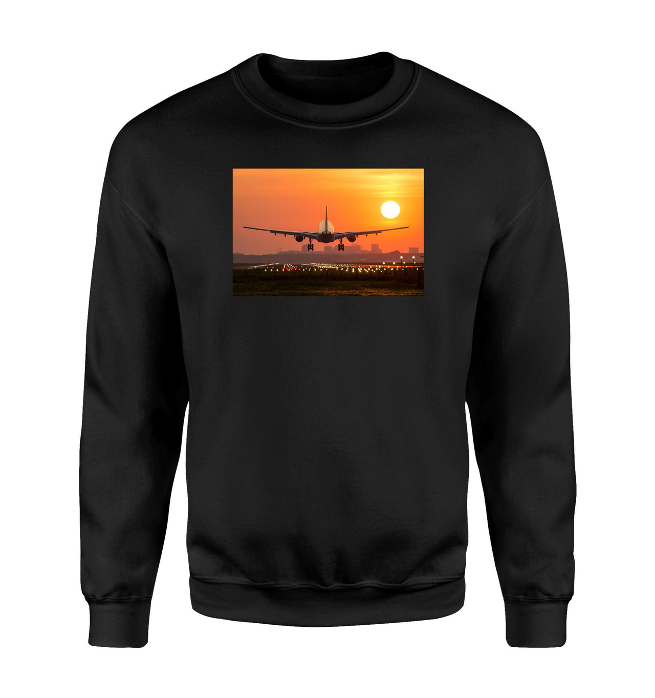 Amazing Airbus A330 Landing at Sunset Designed Sweatshirts
