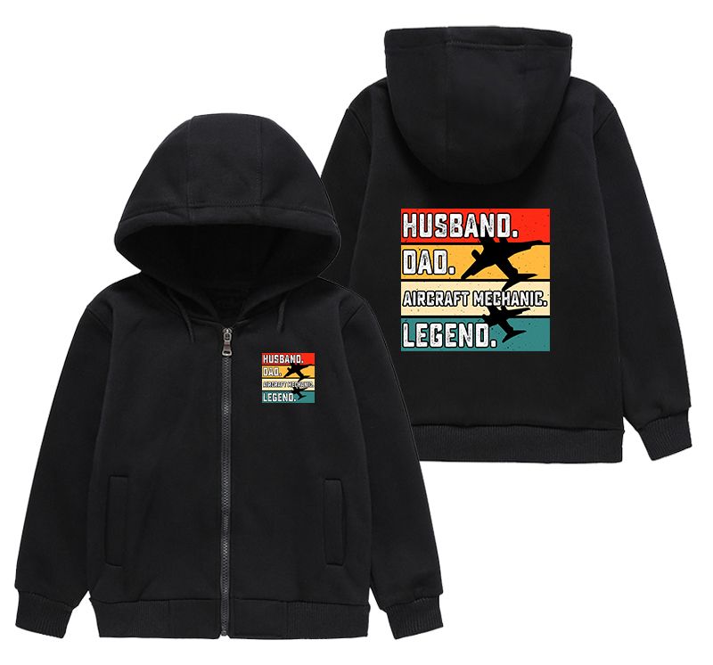 Husband & Dad & Aircraft Mechanic & Legend Designed "CHILDREN" Zipped Hoodies
