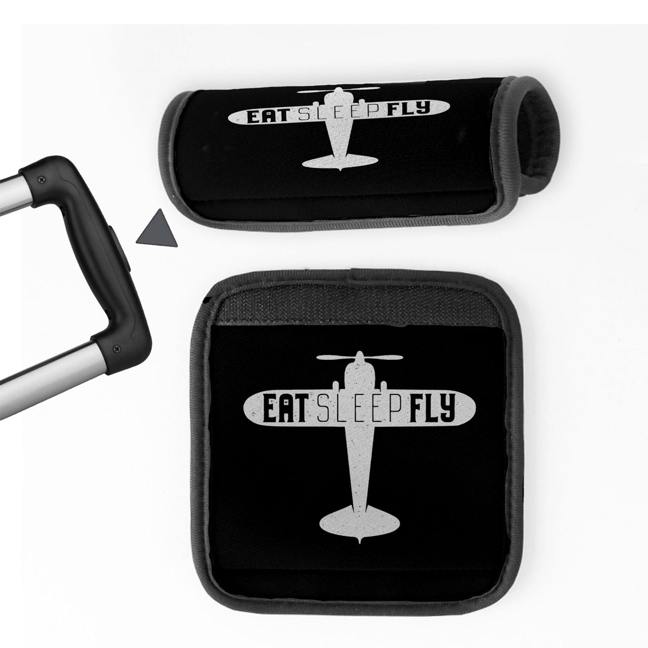 Eat Sleep Fly & Propeller Designed Neoprene Luggage Handle Covers