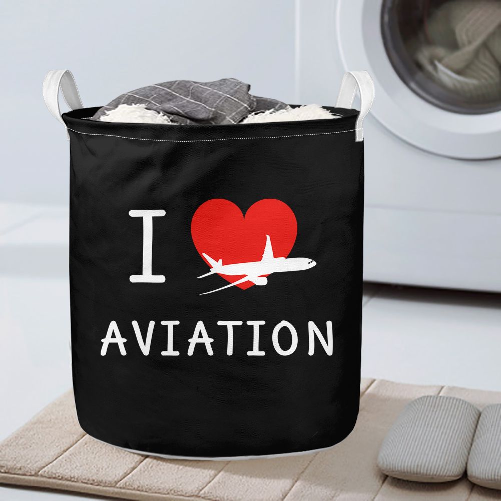I Love Aviation Designed Laundry Baskets