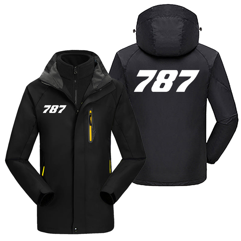 787 Flat Text Designed Thick Skiing Jackets