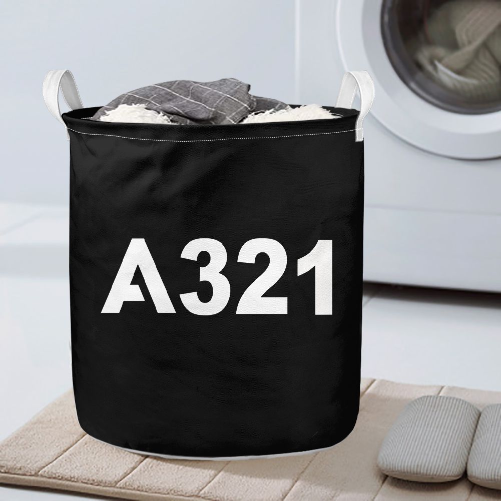 A321 Flat Text Designed Laundry Baskets