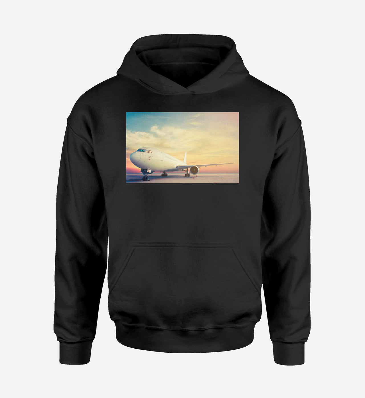 Parked Aircraft During Sunset Designed Hoodies