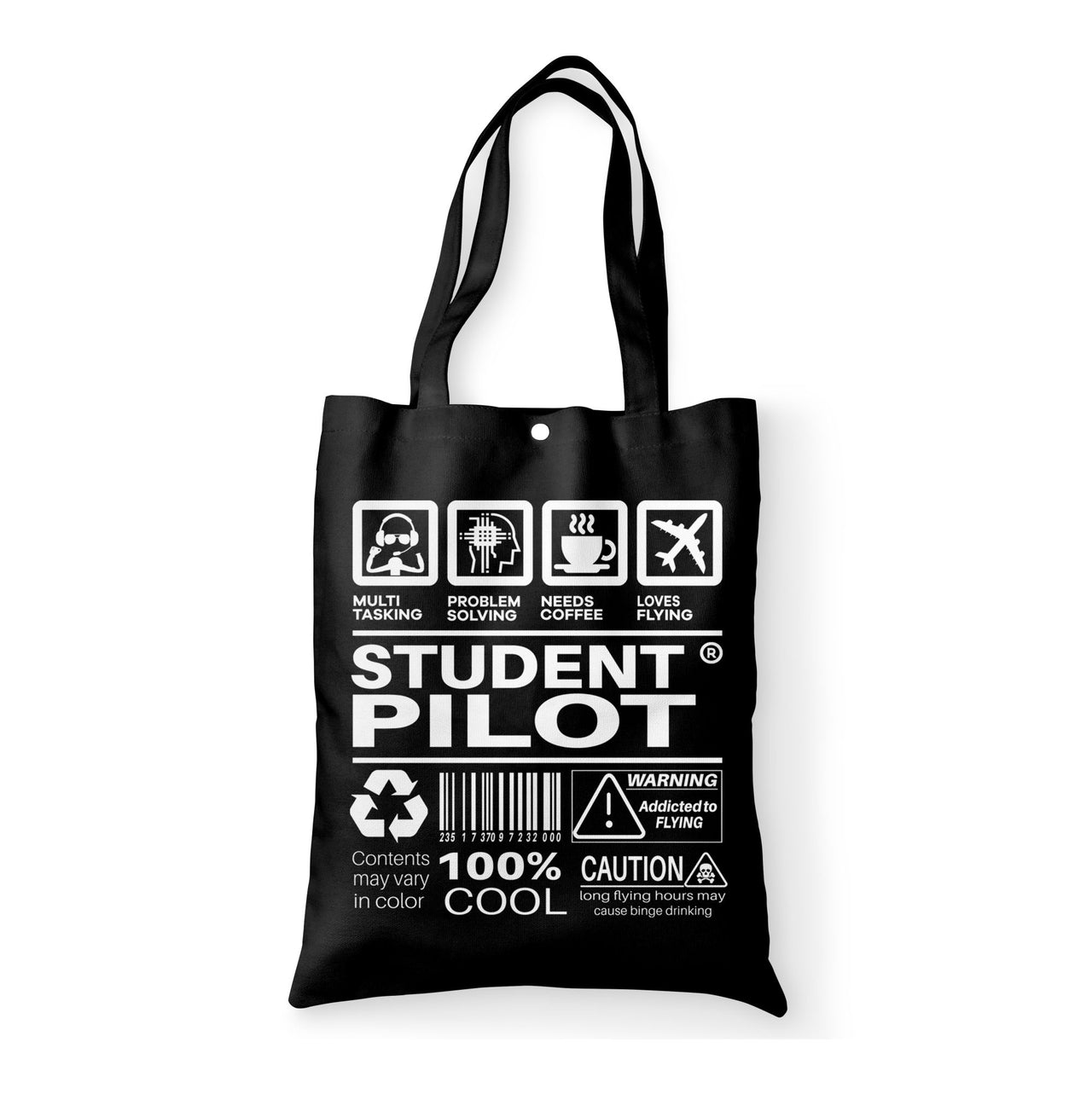 Student Pilot Label Designed Tote Bags