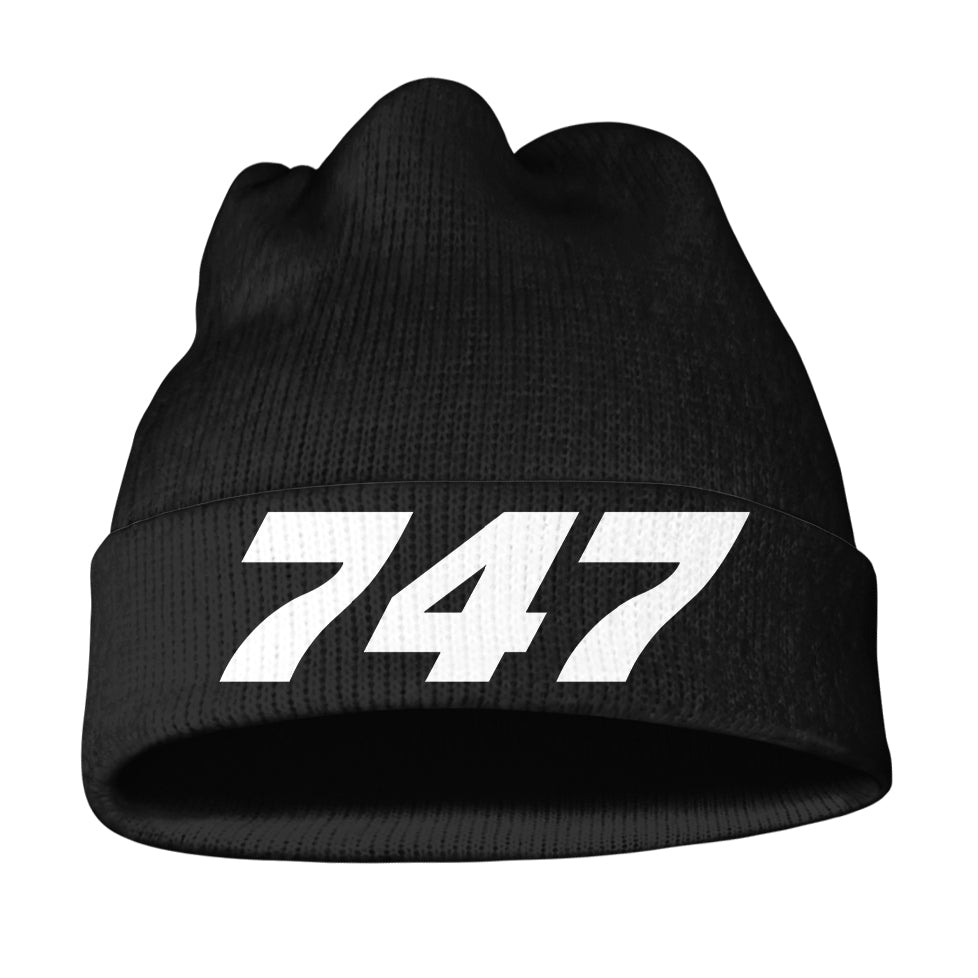 747 Flat Text Knit 3D Beanies
