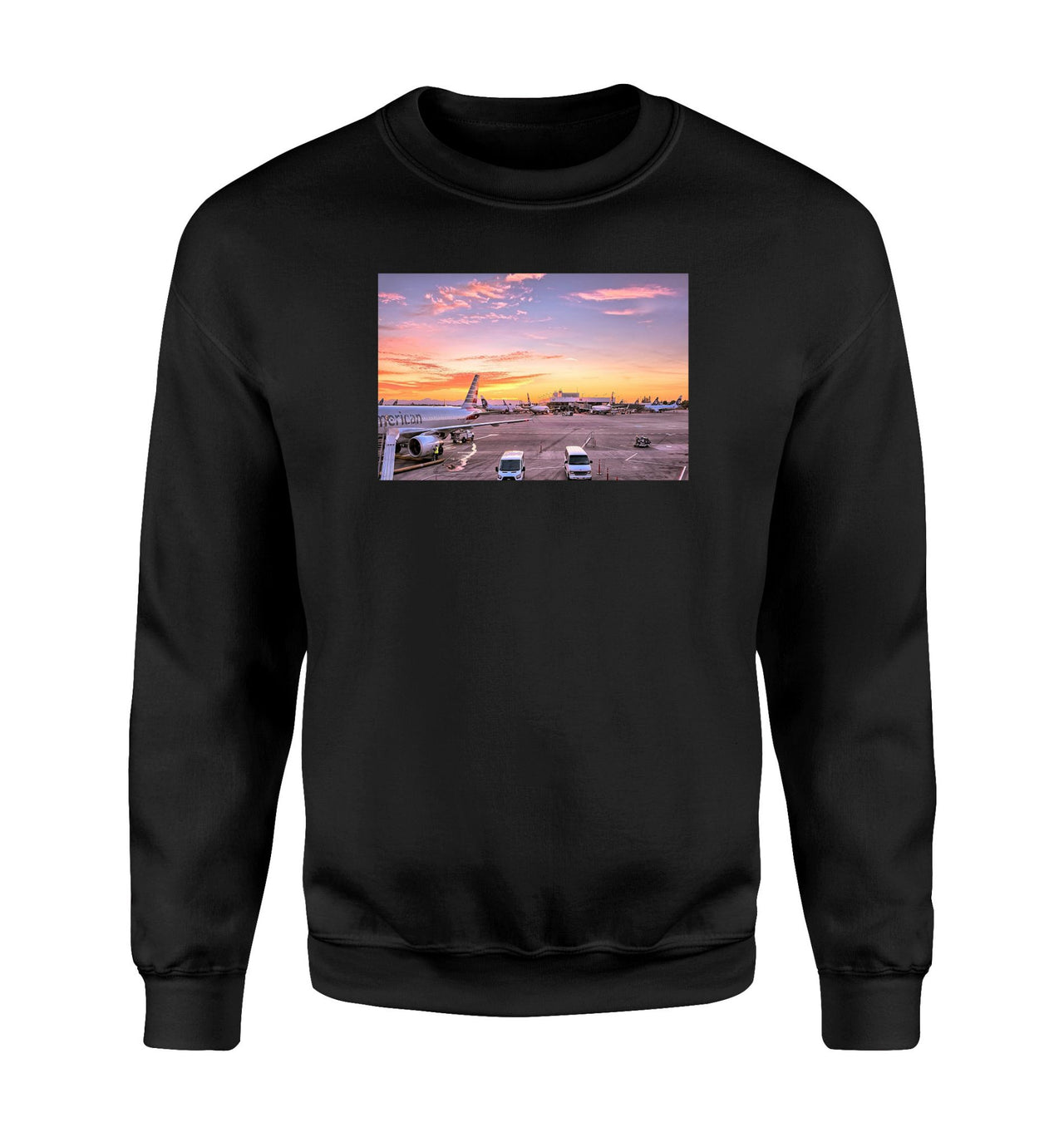 Airport Photo During Sunset Designed Sweatshirts