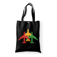 Thumbnail for Colourful 3 Airplanes Designed Tote Bags