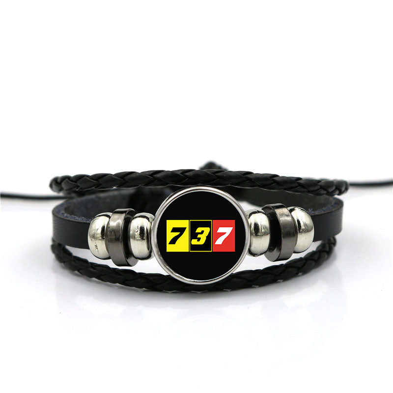 Flat Colourful 737 Designed Leather Bracelets