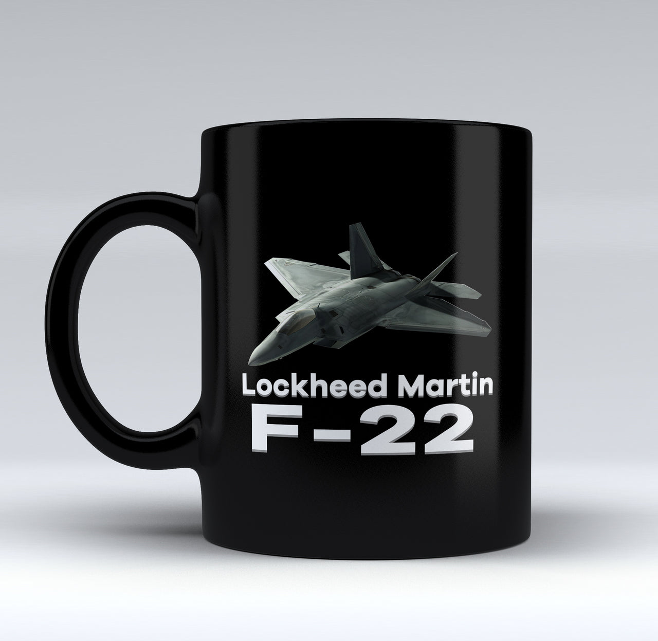 The Lockheed Martin F22 Designed Black Mugs