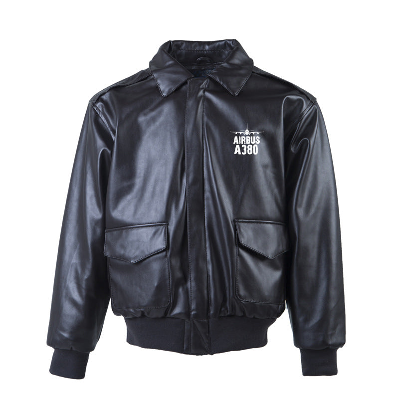 Airbus A380 & Plane Designed Leather Bomber Jackets (NO Fur)