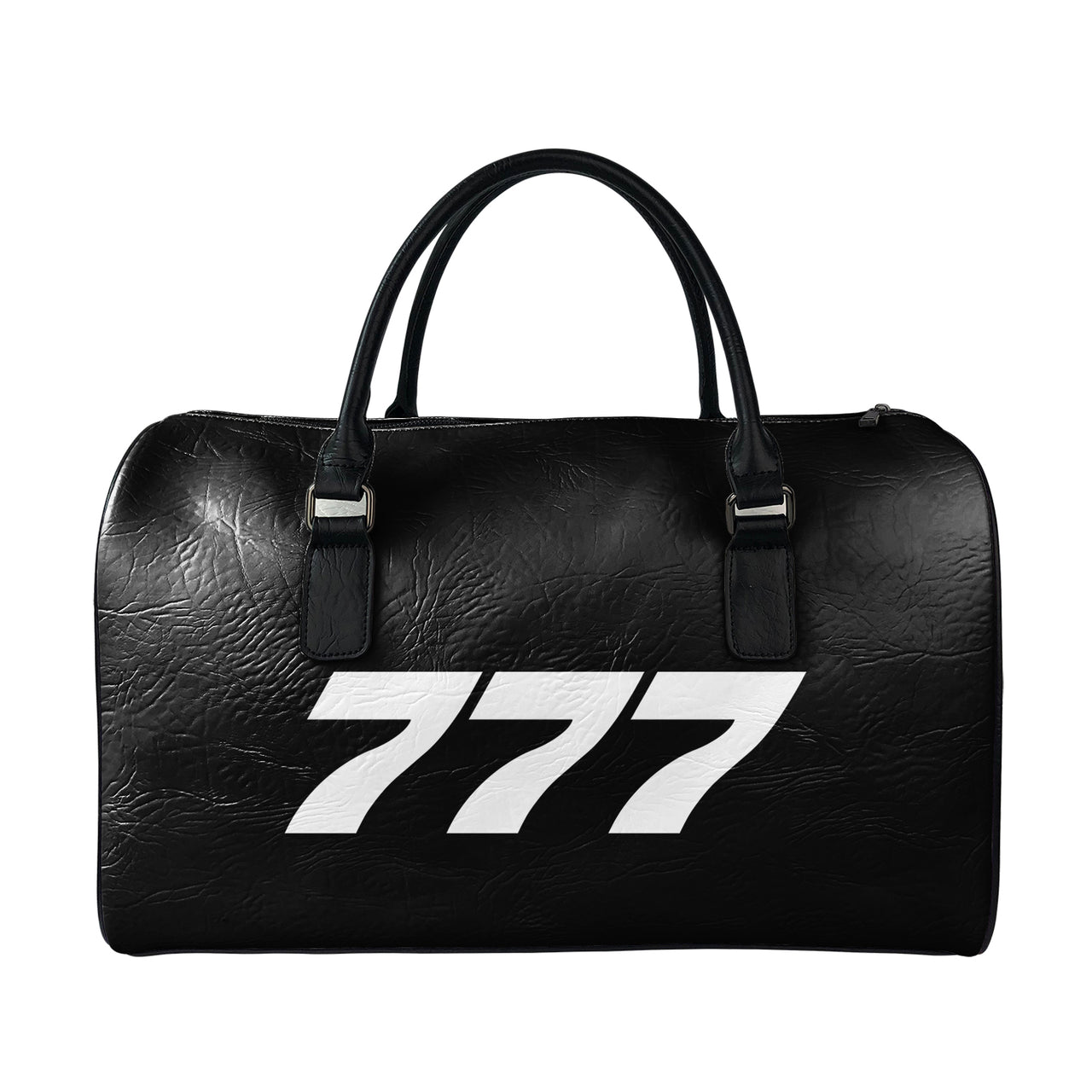 777 Flat Text Designed Leather Travel Bag