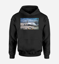 Thumbnail for Lufthansa's A380 At The Gate Designed Hoodies