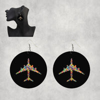 Thumbnail for Colourful Airplane Designed Wooden Drop Earrings