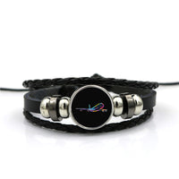 Thumbnail for Multicolor Airplane Designed Leather Bracelets