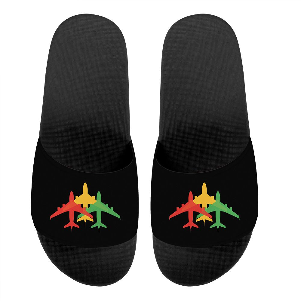 Colourful 3 Airplanes Designed Sport Slippers