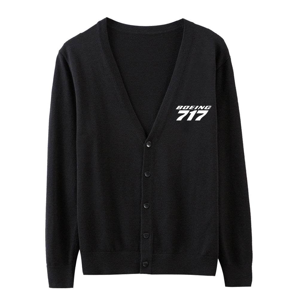 Boeing 717 & Text Designed Cardigan Sweaters