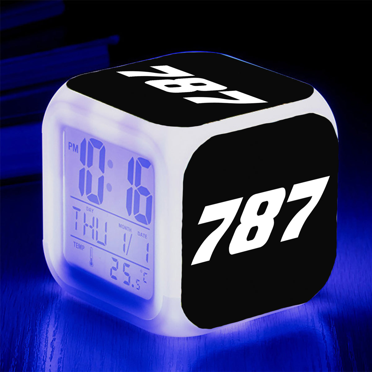 787 Flat Text Designed "7 Colour" Digital Alarm Clock