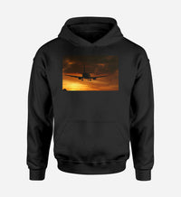 Thumbnail for Beautiful Aircraft Landing at Sunset Designed Hoodies
