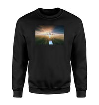 Thumbnail for Airplane Flying Over Runway Designed Sweatshirts
