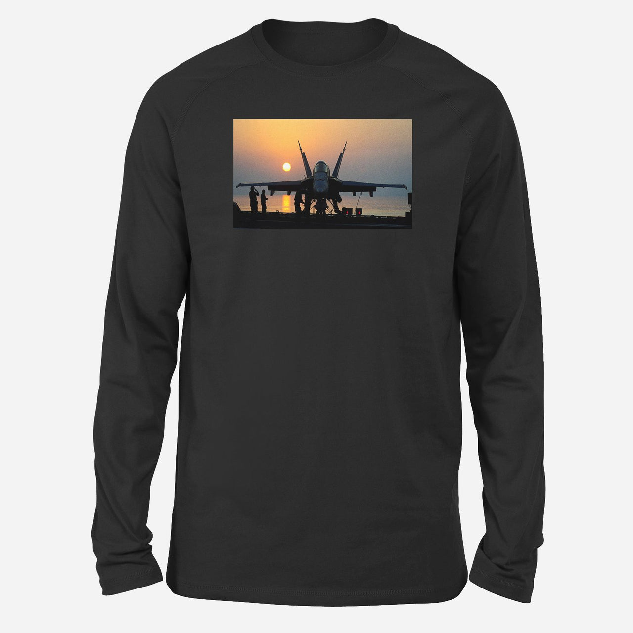 Military Jet During Sunset Designed Long-Sleeve T-Shirts