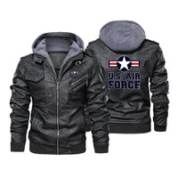 Thumbnail for US Air Force Designed Hooded Leather Jackets