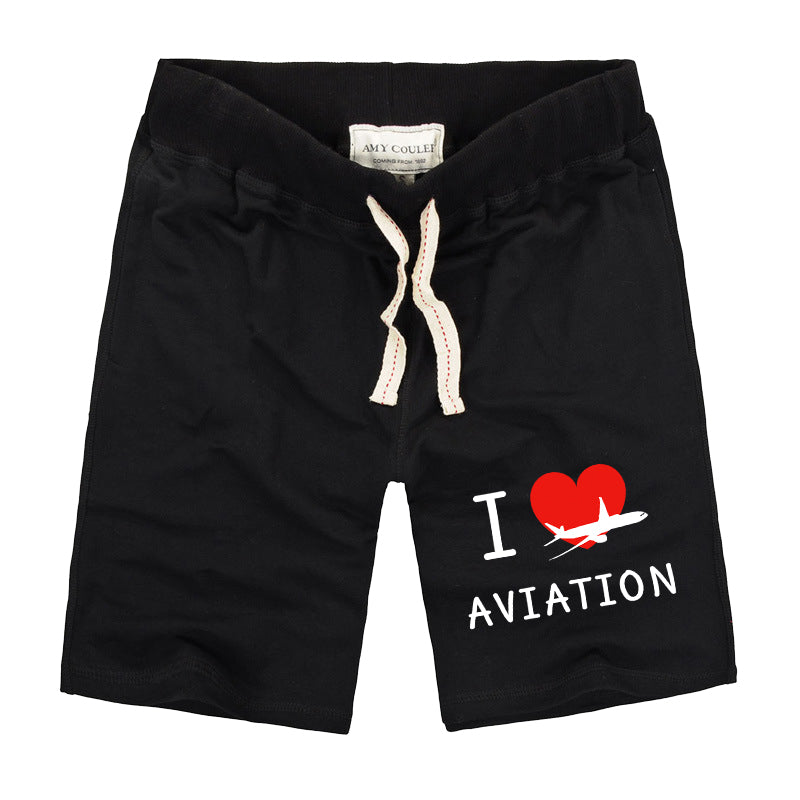 I Love Aviation Designed Cotton Shorts