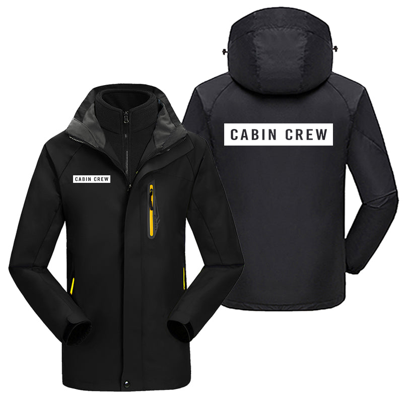 Cabin Crew Text Designed Thick Skiing Jackets