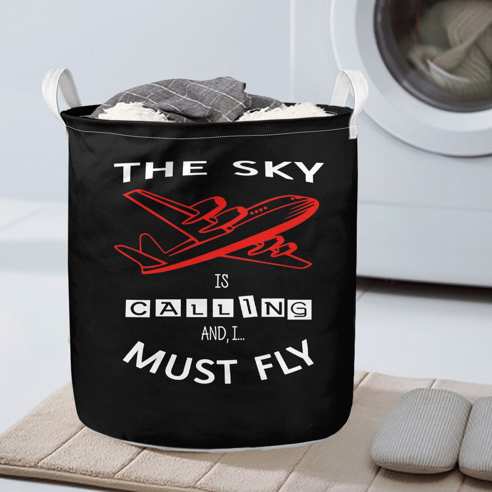 The Sky is Calling and I Must Fly Designed Laundry Baskets
