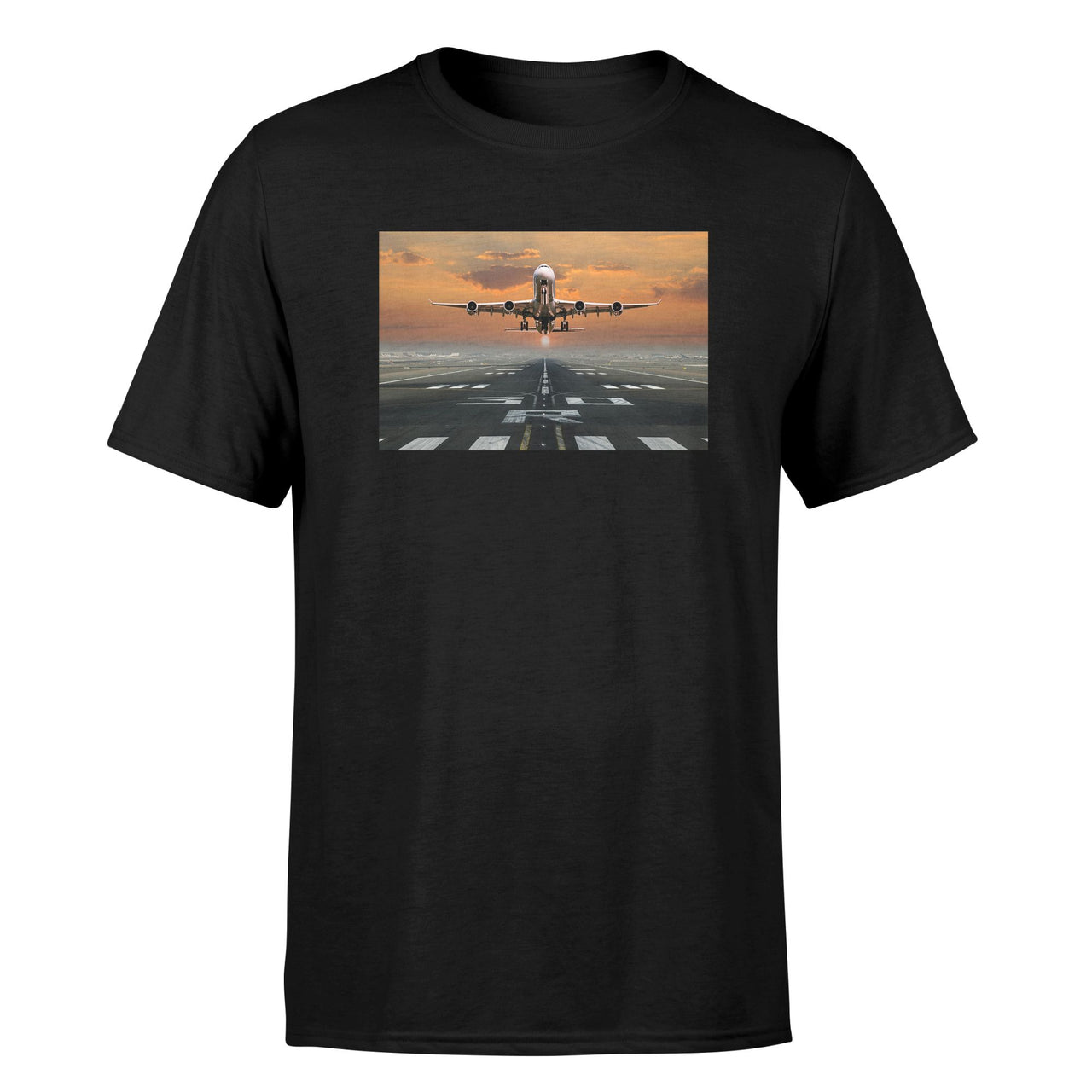 Aircraft Departing from RW30 Designed T-Shirts