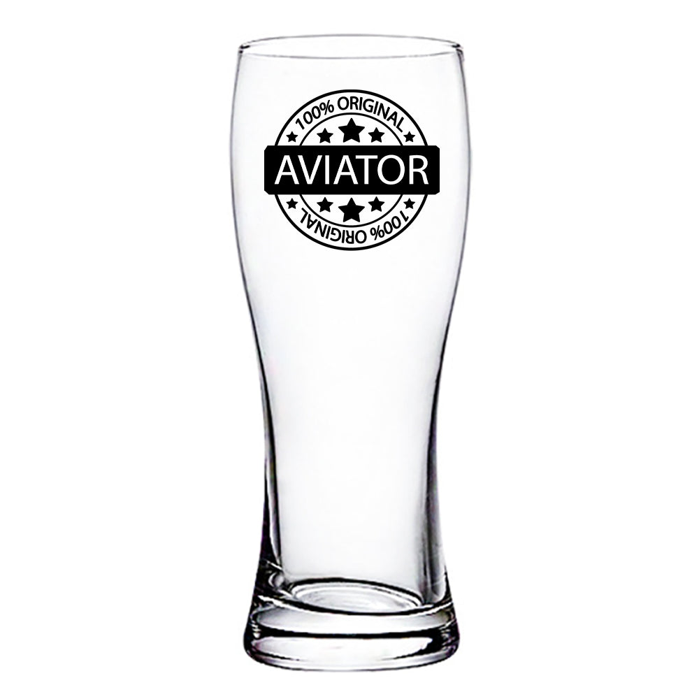 %100 Original Aviator Designed Pilsner Beer Glasses