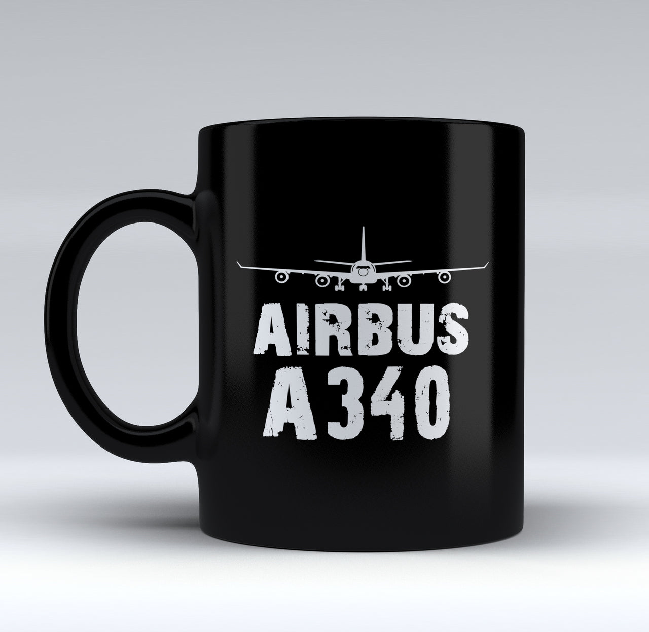 Airbus A340 & Plane Designed Black Mugs