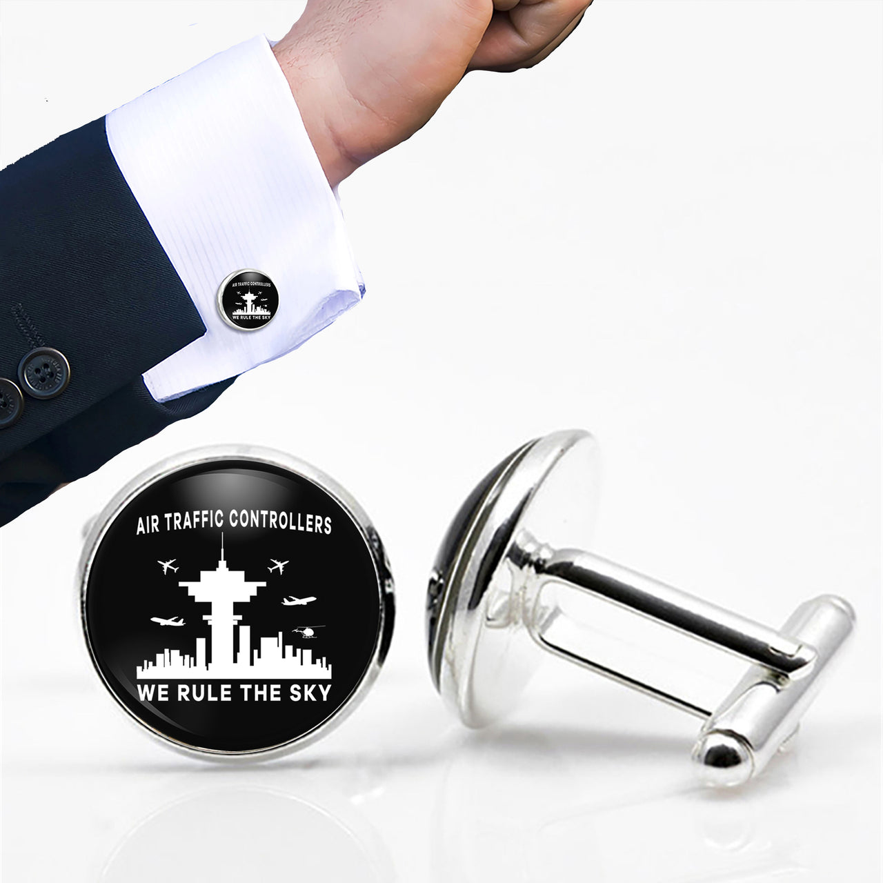 Air Traffic Controllers - We Rule The Sky Designed Cuff Links