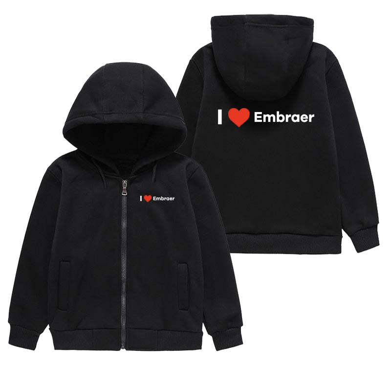 I Love Embraer Designed "CHILDREN" Zipped Hoodies