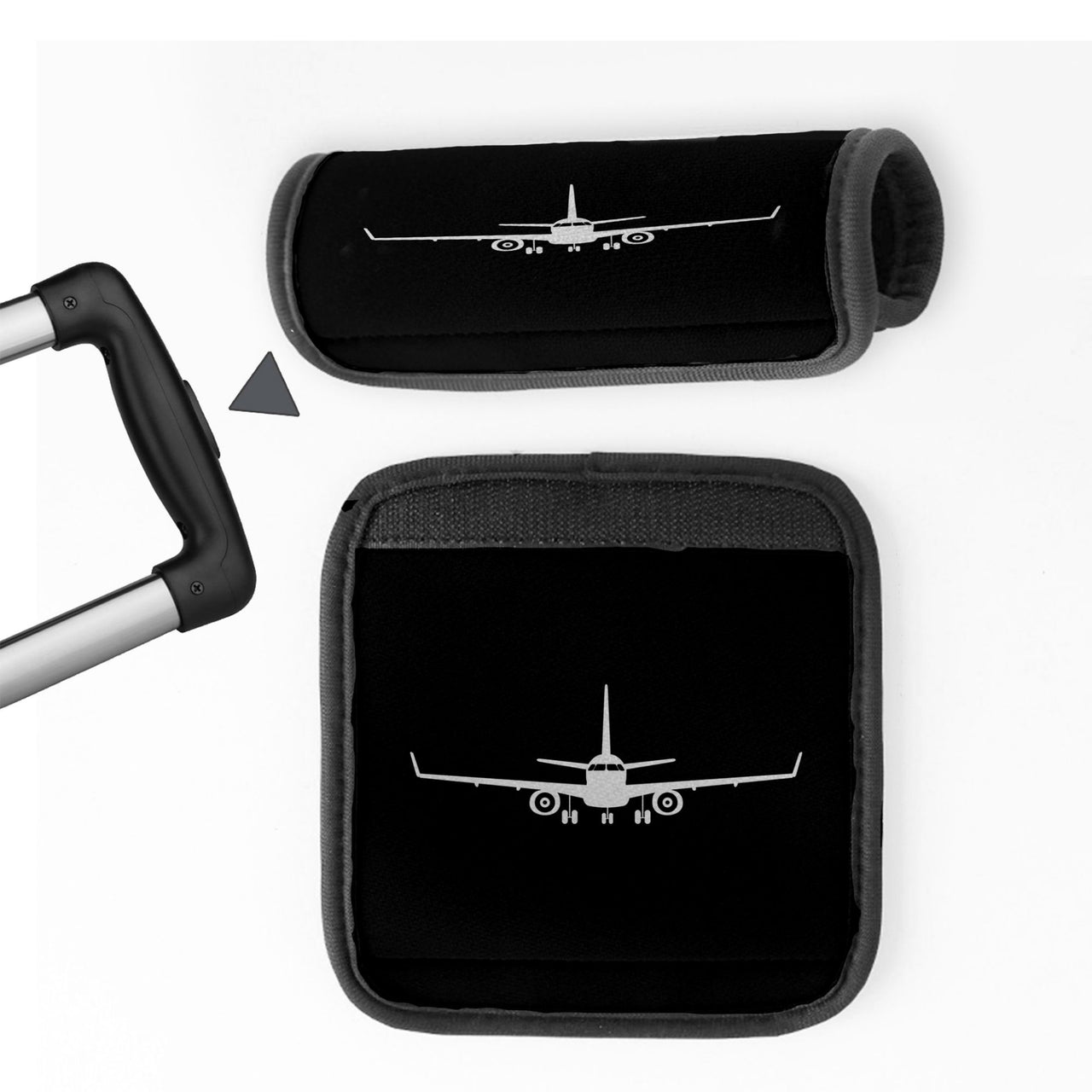 Embraer E-190 Silhouette Plane Designed Neoprene Luggage Handle Covers