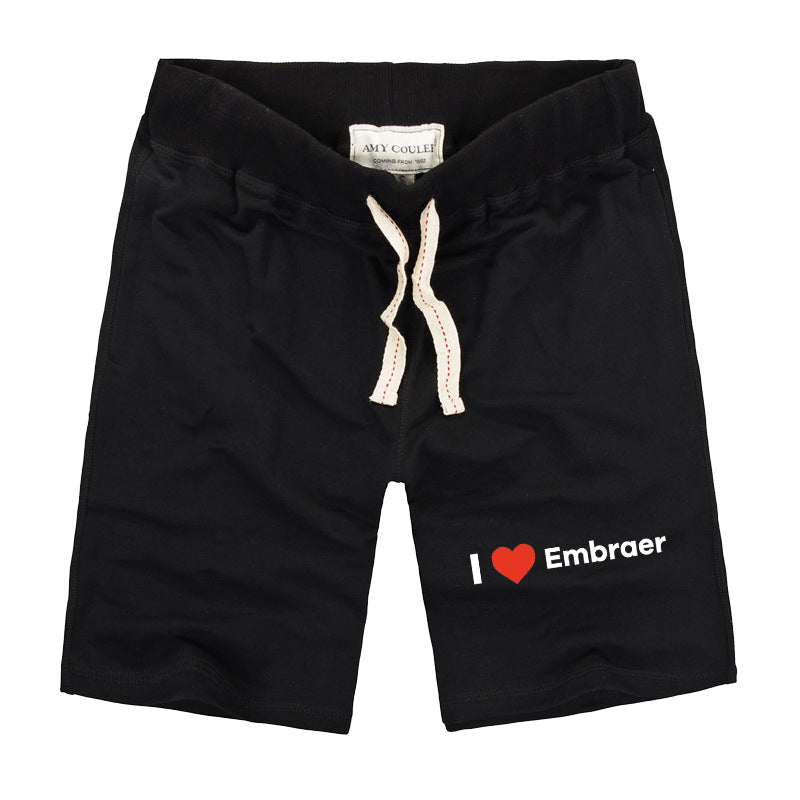 I Love Embraer Designed Cotton Shorts
