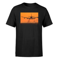 Thumbnail for Close up to Boeing 747 Landing at Sunset Designed T-Shirts